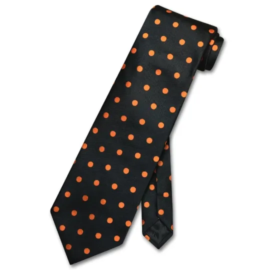 Discover Vesuvio Napoli Black Neck Tie with Orange Polka Dots