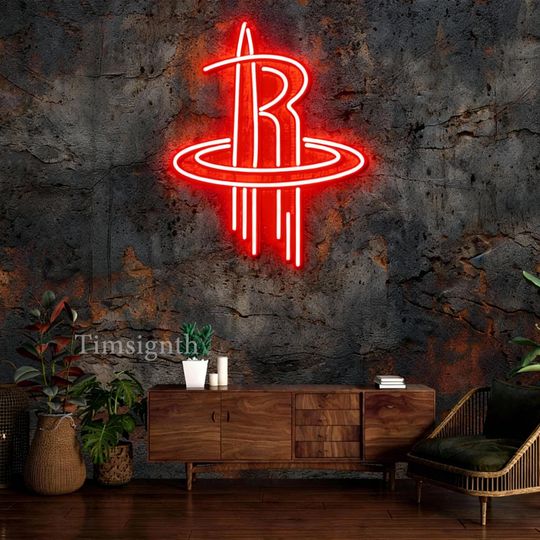 Custom Houston Rockets Neon Sign, Basketball LED Neon Wall Art Decor