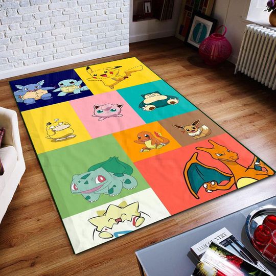 Discover Eeveelution Rug: Colorful Anime Decor for Kids' Room