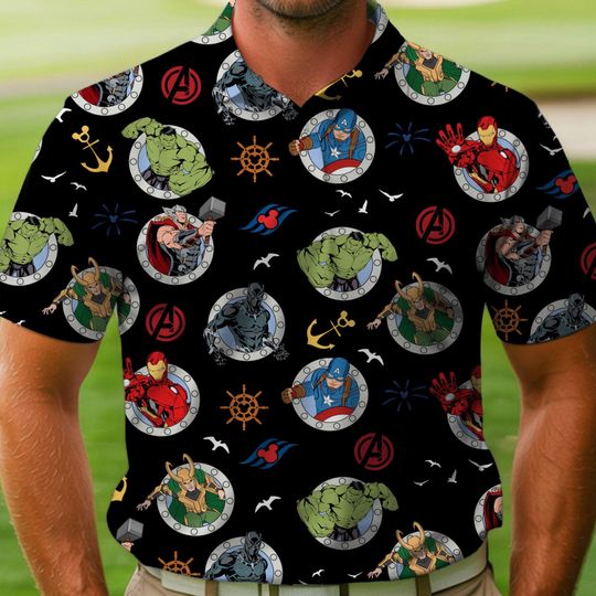 Discover Marvel Day At Sea Iron Man Captain America Hulk Polo Shirt, Disney Pixar Characters Group Polo Shirt, Disney Trip
