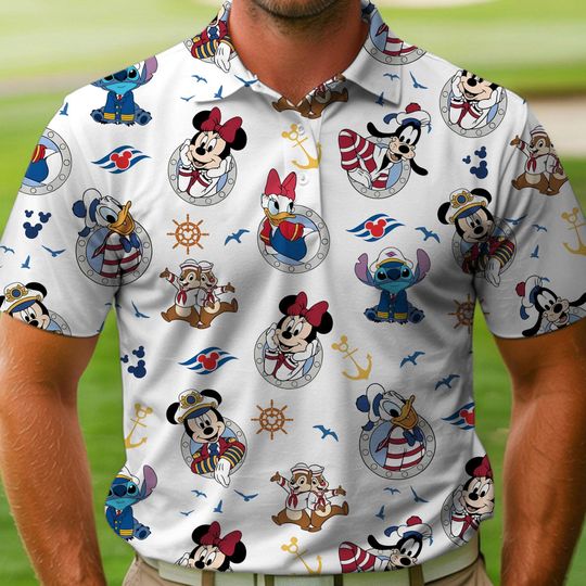 Discover Chip N Dale Stitch Mickey Donald Daisy Friend Disney Cruise White Polo Shirt, Disney Cruise Group Shirt, Disneyland Trip