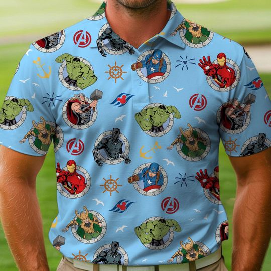 Discover Marvel Day At Sea Iron Man Captain America Hulk Polo Shirt, Disney Pixar Characters Group Polo Shirt, Disney Trip