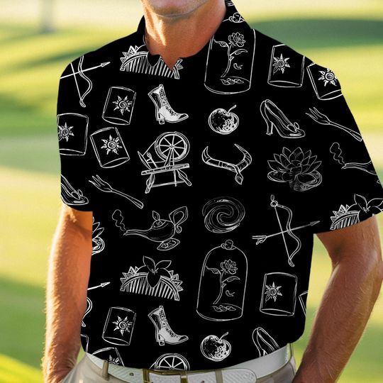 Discover Rapunzel Aurora Mulan Jasmine Belle Princess Tiana Sketch Crown Polo Shirt, Disney Princess Short Sleeve Shirt, Father's Day Gift