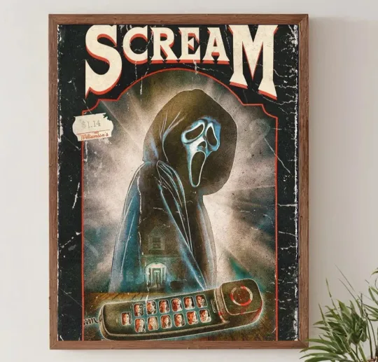 Ghostface Scream Retro Horror Movie Poster