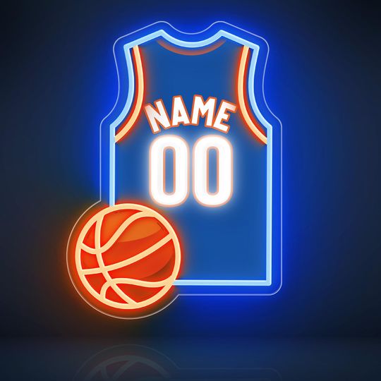 Discover Custom Basketball Jersey Neon Sign for Wall Decor, Dimmable LED Name Neon Lights for Room, Man Cave, Dorm, Best Gifts for Him