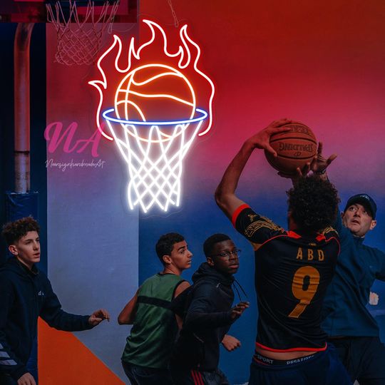 Discover Basketball Fire LED Neon Sign: Custom Sports Room Decor