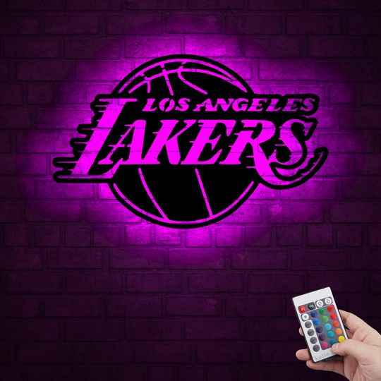 Discover Los Angeles Lakers RGB LED Wood Wall Art: Color Changing Home Decor