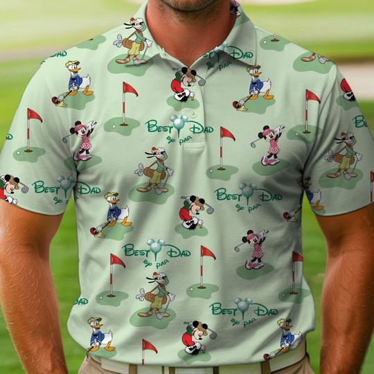 Discover Mickey Friend Best Dad By Par Golf Dad Polo Shirt, Father's Day Gift, Disneyland Matching Trip, Funny Short Sleeve Golfer Polo Shirt