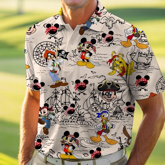 Discover Mickey Donald Daisy Pirate Map Disney Wish Cruise Polo Shirt, Pirate Life Short Sleeve Shirt, Disney Cruise Polo, Disneyland Vacation