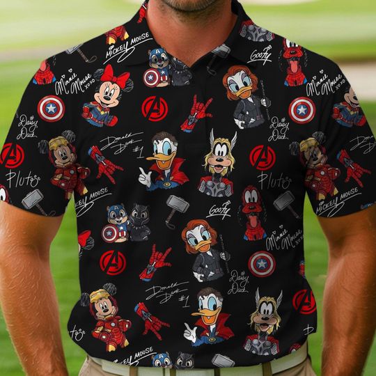 Discover Chip N Dale As Captain Black Panther Marvel At Sea Polo Shirt, Disney Cruise Line Polo, Father's Day Gift