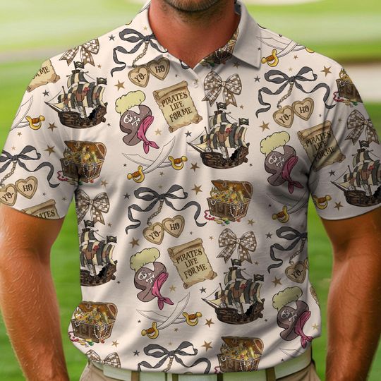 Discover Pirate Coquette Bow Disney Cruise Polo Shirt, Yo Ho Ho A Pirate's Life for Me Polo, Disney Family Cruise Trip Shirt