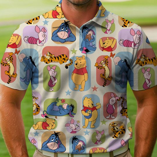 Discover Pooh Friend Piglet Eeyore Tigger Polo Shirt, Winnie The Pooh Short Sleeve Shirt, Disneyland Trip