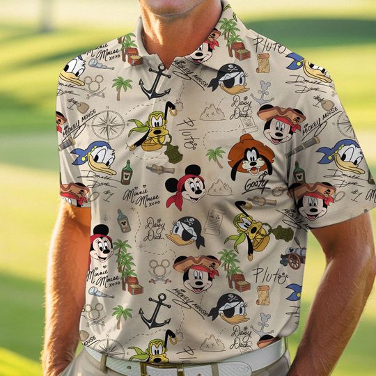 Discover Mickey Minnie Donald Signature Pirate Cruise Line Polo Shirt, Minnie Goofy Donald Daisy Pluto Short Sleeve Shirt, Disney Cruise Trip