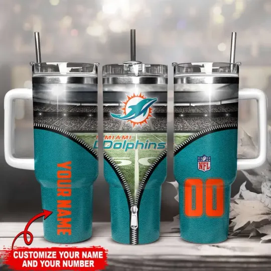 Discover Miami Football Team Dolphinss  40oz Tumbler With Straw Vacuum Insulated