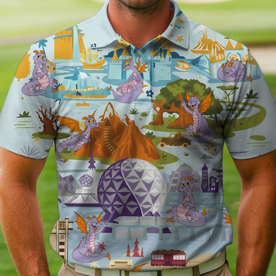 Discover Epcot Park Figment Dragon Polo Shirt, Purple Dragon Polo Shirt, Figment Epcot Shirt, Disney World Polo Shirt, Disney Figment Polo Shirt