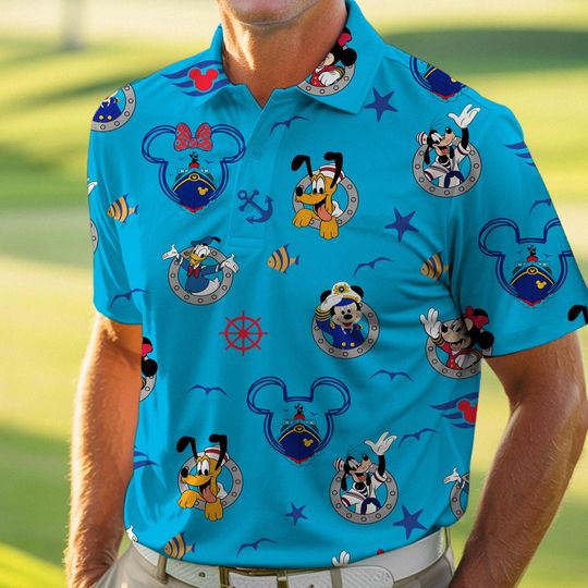 Discover Mickey Minnie Pluto Goofy Captain Disney Cruise Polo Shirt, Mickey and Friends Cruise Short Sleeve Shirt, Disneyland Vacation Trip