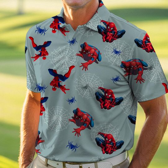 Discover Spider Man Web Polo Shirt, Vintage Spider Man Short Sleeve Shirt, MCU Fan Polo, Disneyland Vacation Trip