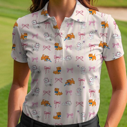 Discover Aristocats Marie Toulouse Coquette Bow Polo Shirt, Father's Day Gift, Golf Lovers Short Sleeve Shirt, Valentine Gifts