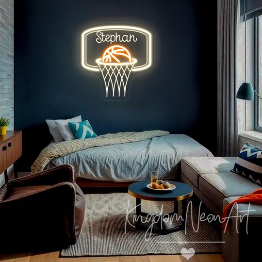 Discover Custom Basketball Name Neon Sign, Boy's Nursery Wall Decor