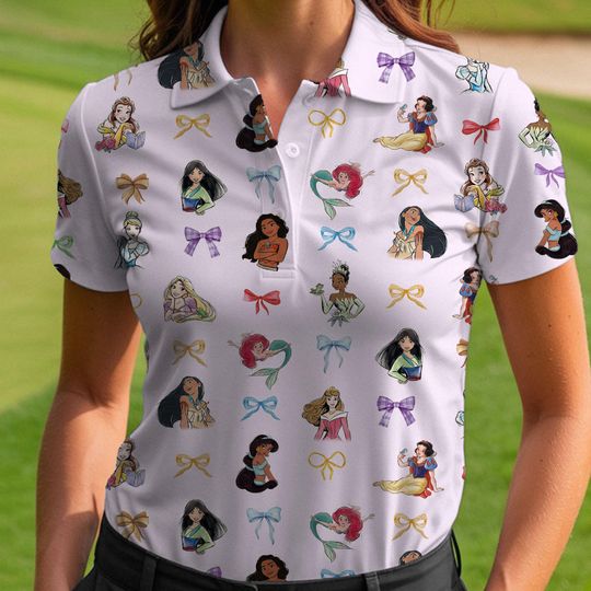 Discover Mulan Moana Tangled Belle Coquette Bow Polo Shirt, Father's Day Gift, Golf Lovers Short Sleeve Shirt, Valentine Gifts
