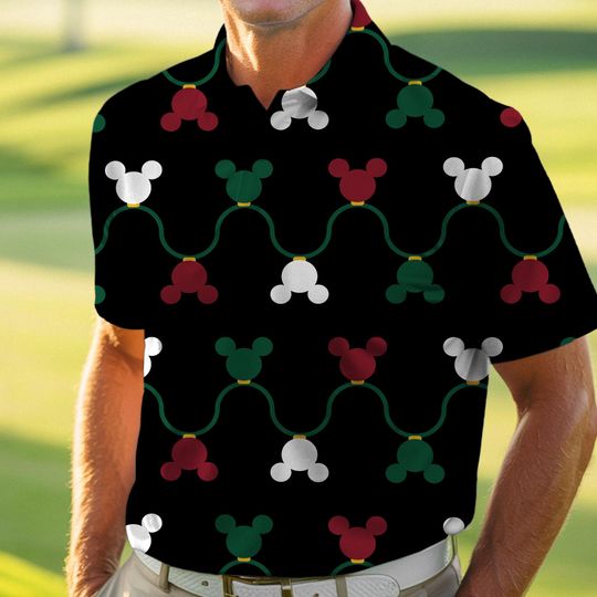 Discover Mickey Xmas Light Polo Shirt, Father's Day Gift, Xmas Holiday Golf Lovers Short Sleeve Shirt, Dad Christmas Gifts