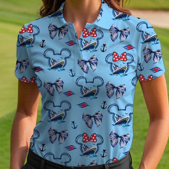 Discover Disney Coquette Bow Mickey Friend Cruise Line Polo Shirt, Father's Day Gift, Xmas Holiday Golf Lovers Shirt, Christmas Gifts