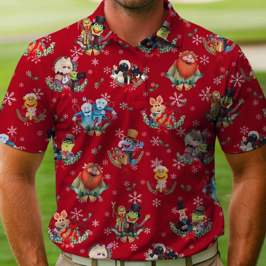 Discover The Muppet Xmas Carol Kermit Frog Miss Piggy Friend Polo Shirt, Father's Day Gift, Xmas Holiday Golf Lovers Shirt, Dad Christmas Gifts
