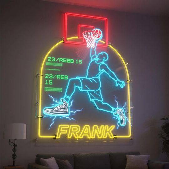 Discover Slam Dunk LED Neon Sign: Custom Basketball Wall Decor