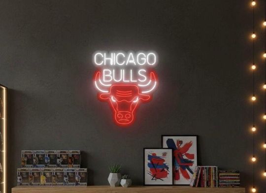 Chicago Bulls Neon LED Wall Light  NBA Team Logo Sign for Bedroom, Game Room Decor, Sports Fan Gift, Red LED Wall Art
