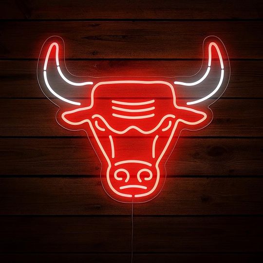Discover Basketball Bull Neon Sign  Sports Team LED Wall Light for Man Cave or Bar, Handmade Fan Neon Art, Game Room Wall Decor