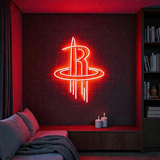 Houston Rockets neon sign,Houston Rockets neon wall decor,Houston Rockets gifts,Houston Rockets led sign, Houston Rockets neon wall art