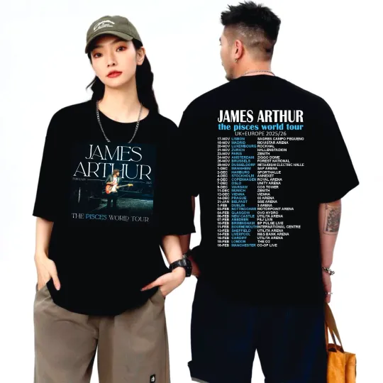 Discover James Arthur World Tour Dates 2026 TShirt The Pisces Tour Music Inspired Tee Top
