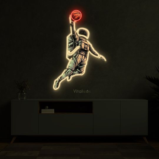Discover Astronaut Basketball LED Neon Pop Art Sign Wall Decor Game Room Bedroom Bar Party