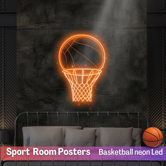 Discover Basketball neon Led Sign Set of 5 Ball Led Wall Art Sign RGB Metal Wall Led Decor NBA Legend Led Sign Gift for Boyfriend Art Game Room Decor