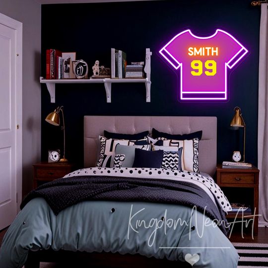 Discover Custom Jersey Neon Sign, Personalized Name & Number LED Wall Decor