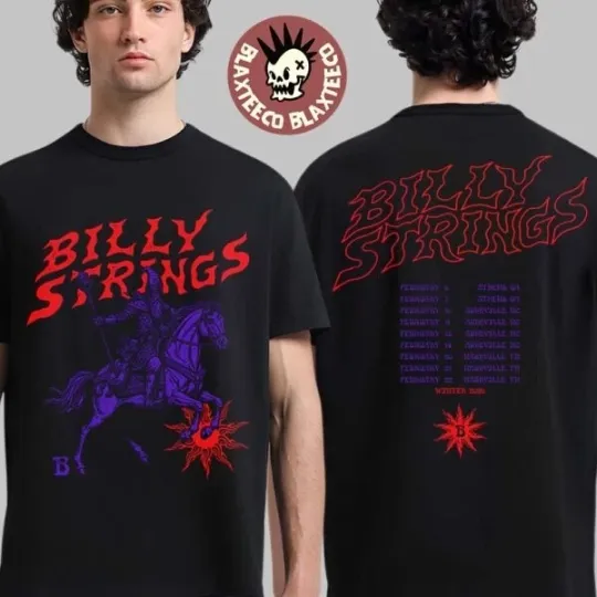 Discover Billy Strings Winter 2026 Tour Knights Tale Two Sided T-Shirt Unisex All Sizes