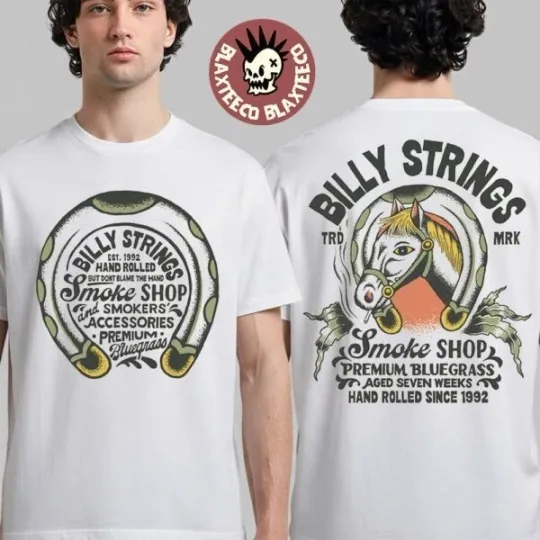 Discover Billy Strings Winter 2026 Tour Smoke Shop Horse T-Shirt Unisex All Sizes