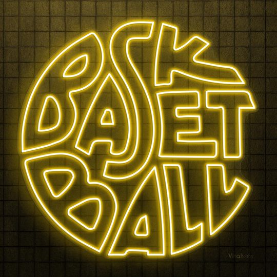 Discover Basketball Logo LED Neon Sign, Game Room Sports Shop Wall Art Gift