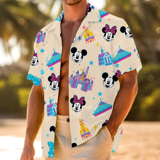 Discover Mickey Minnie Disneyland 70th Celebration 70 Years Hawaiian Shirt, Very Merry Christmas Party Button Shirt, Disney Hawaiian Shirt
