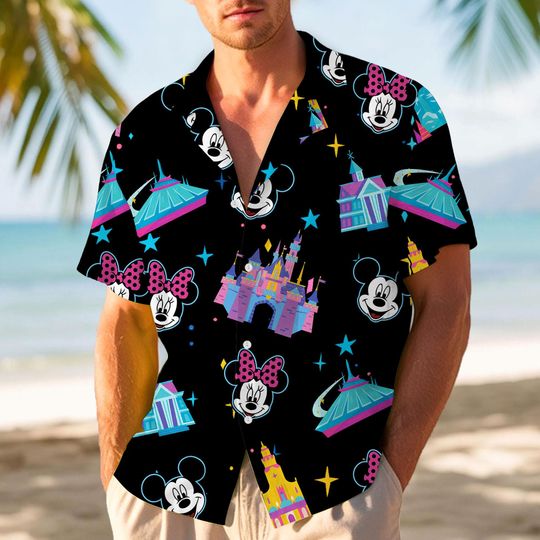 Discover Mickey Minnie Disneyland 70th Celebration 70 Years Hawaiian Shirt, Very Merry Christmas Party Button Shirt, Disney Hawaiian Shirt
