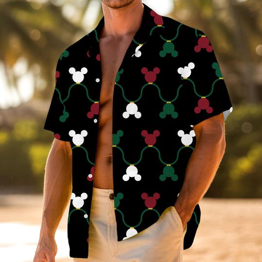 Discover Mickey Xmas Light Hawaiian Shirt, Very Merry Christmas Party Button Shirt, Winter Christmas Disney Hawaiian, Xmas Party