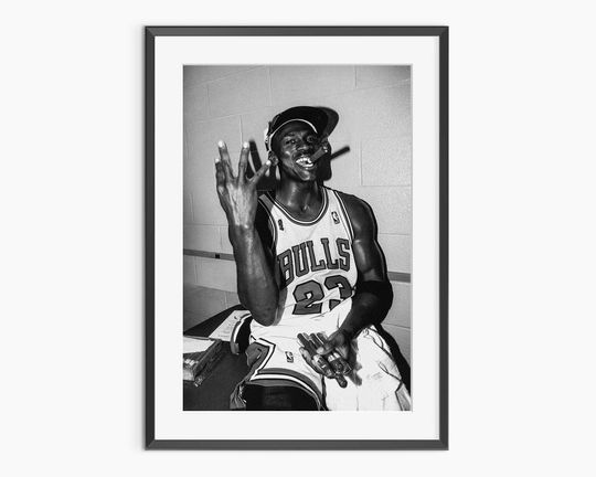 Discover Michael Jordan Smoking Cigar, Photography Poster, Basketball Wall Art, Michael Jordan Poster, Black and White Prints, Museum Grade Wall Art