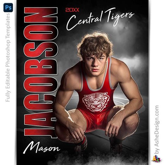 Discover Wrestling Poster , Sports Photography-Templates, Resize For Senior Night Banners, Standout Wrestling