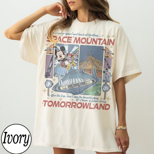Discover Vintage Disney Space Mountain Mickey and Friends Shirt, Tomorrowland Magic Kingdom Ride Tee, Disneyland Family Trip Matching Vacation Shirt