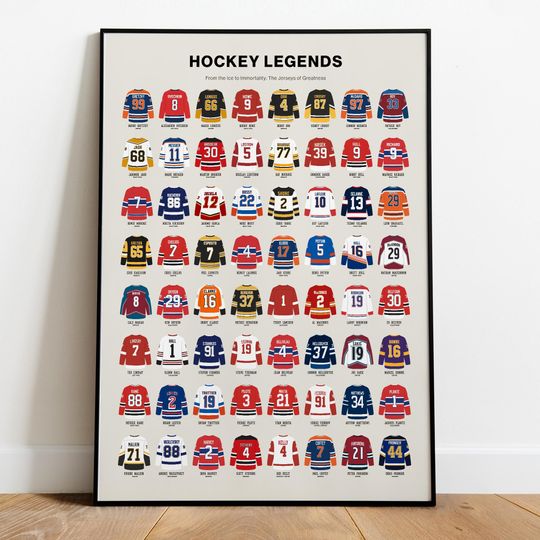 Discover Hockey Poster  Minimalist Hockey Wall Art, Sports Legends Print, Iconic Jersey Collection