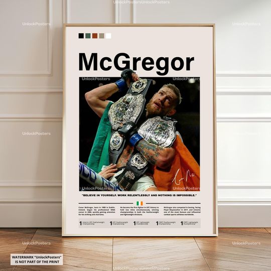 Discover Conor McGregor Poster, McGregor Print Wall Art, Framed Notorius Decor, UFC Legend Poster, UFC Print Gift Idea, McGregor UFC Fan Gift, Sports