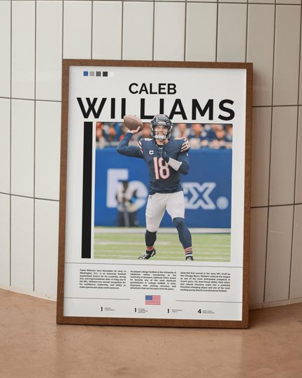 Caleb Williams Poster, Chicago Bears Wall Art, Bears Print, football Poster, football Wall Art, Gift For Football Fans, Stadium Art, Sports Gift