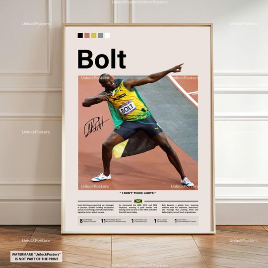 Discover Usain Bolt Poster, Usain Bolt Decor, Framed Bolt Print, Track And Field Poster, Sprinter Wall Decor, Bolt Fan Gift, Athlete Sport Print