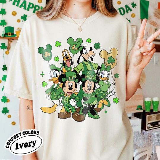 Discover Disney Mickey and Friends Happy St. Patrick's Day Shirt, Disney Matching Family Patrick Day Shirt, Disney Mickey Shamrock Shirt