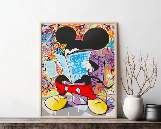Discover Graffiti Mickey Mouse Poster - Pop Art Wall Print, Banksy Style Street Art